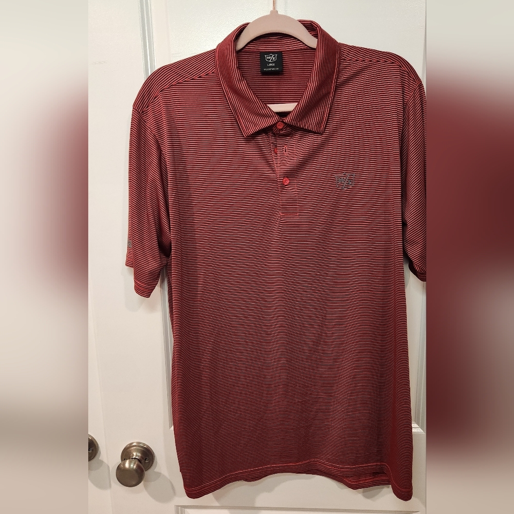 Wilson Staff Golf Polo Shirt - Red & Black Striped - Size L